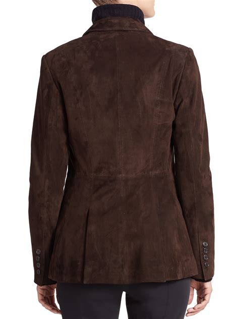 women's brown suede blazer.